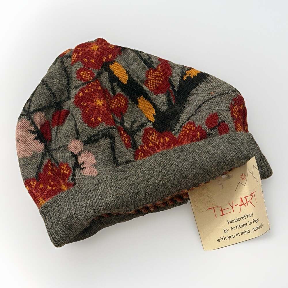 NWT Handmade 100% ALPACA Winter Hat TEY-ART PERU Nova Hat Floral 4100 15